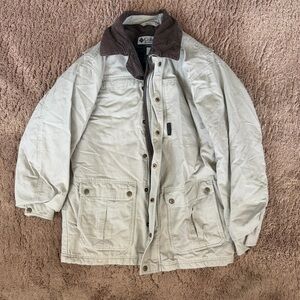 Vintage Columbia Men's Light Beige Field Barn Chore Coat Jacket Flannel Lined